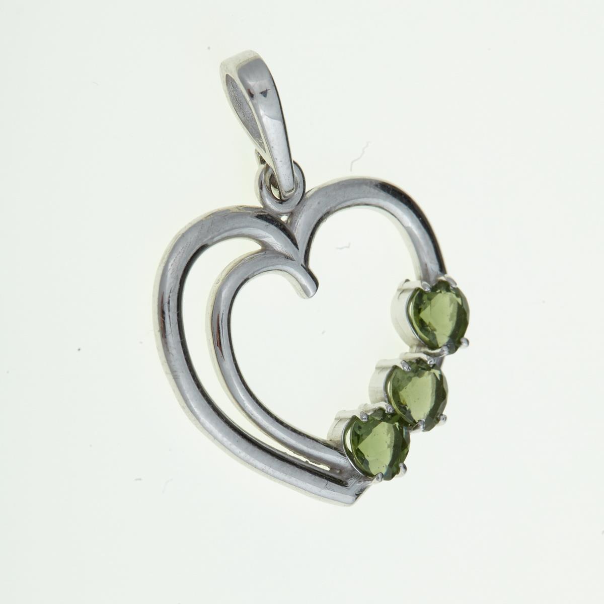 Silver pendant with moldavites – heart 308