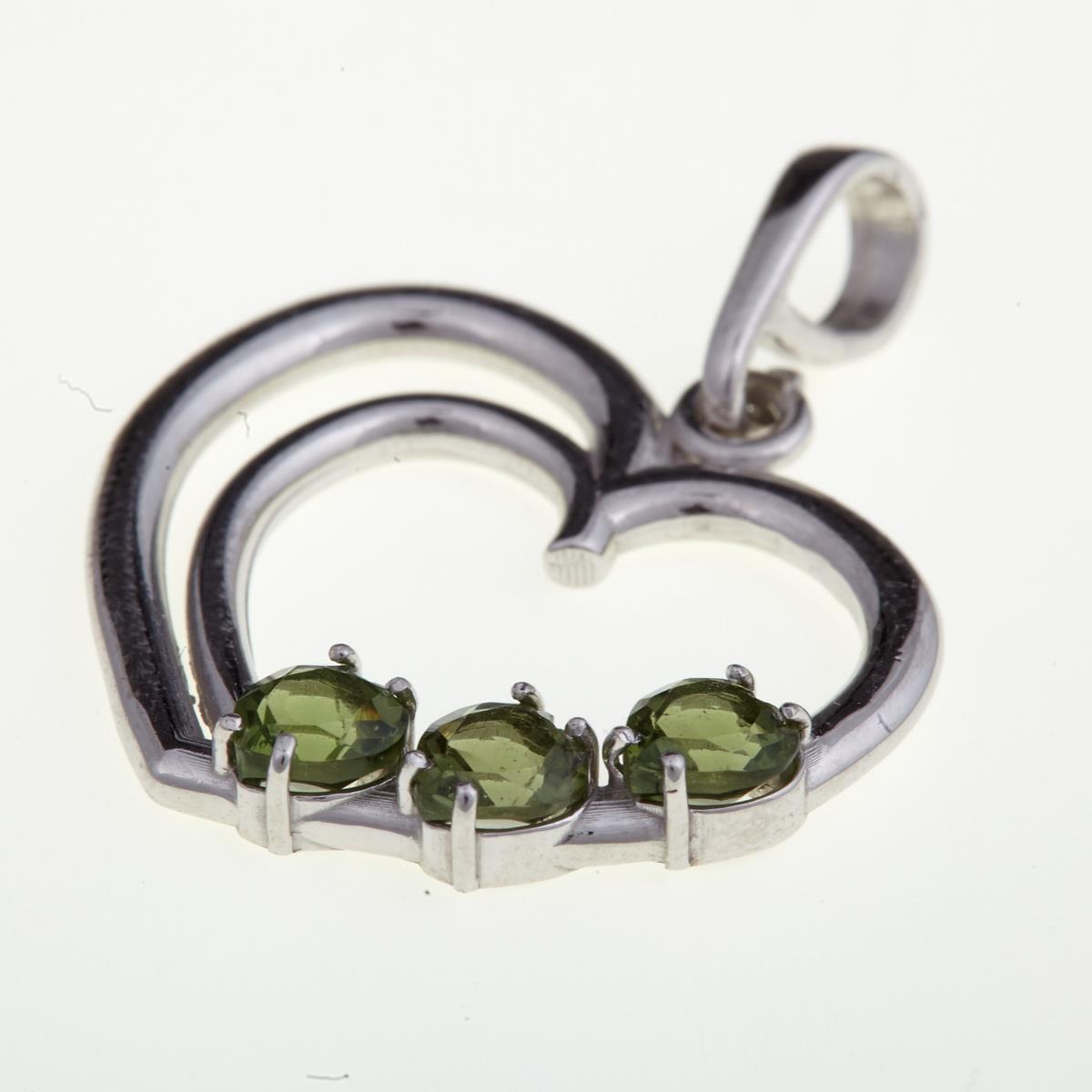 Silver pendant with moldavites – heart 308