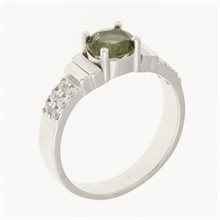 Anello in argento con moldavite e zirconi 326