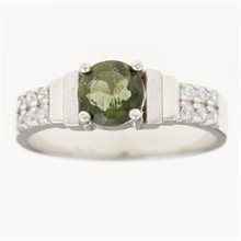 Anello in argento con moldavite e zirconi 326
