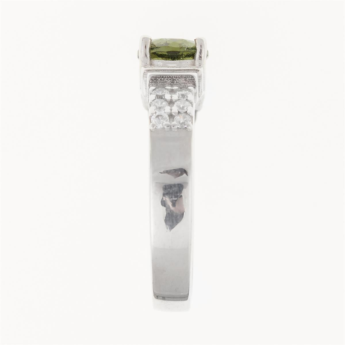Silver ring with moldavite and zirconia 326