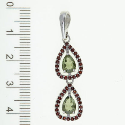 Pendente in argento con moldaviti e granati 344G