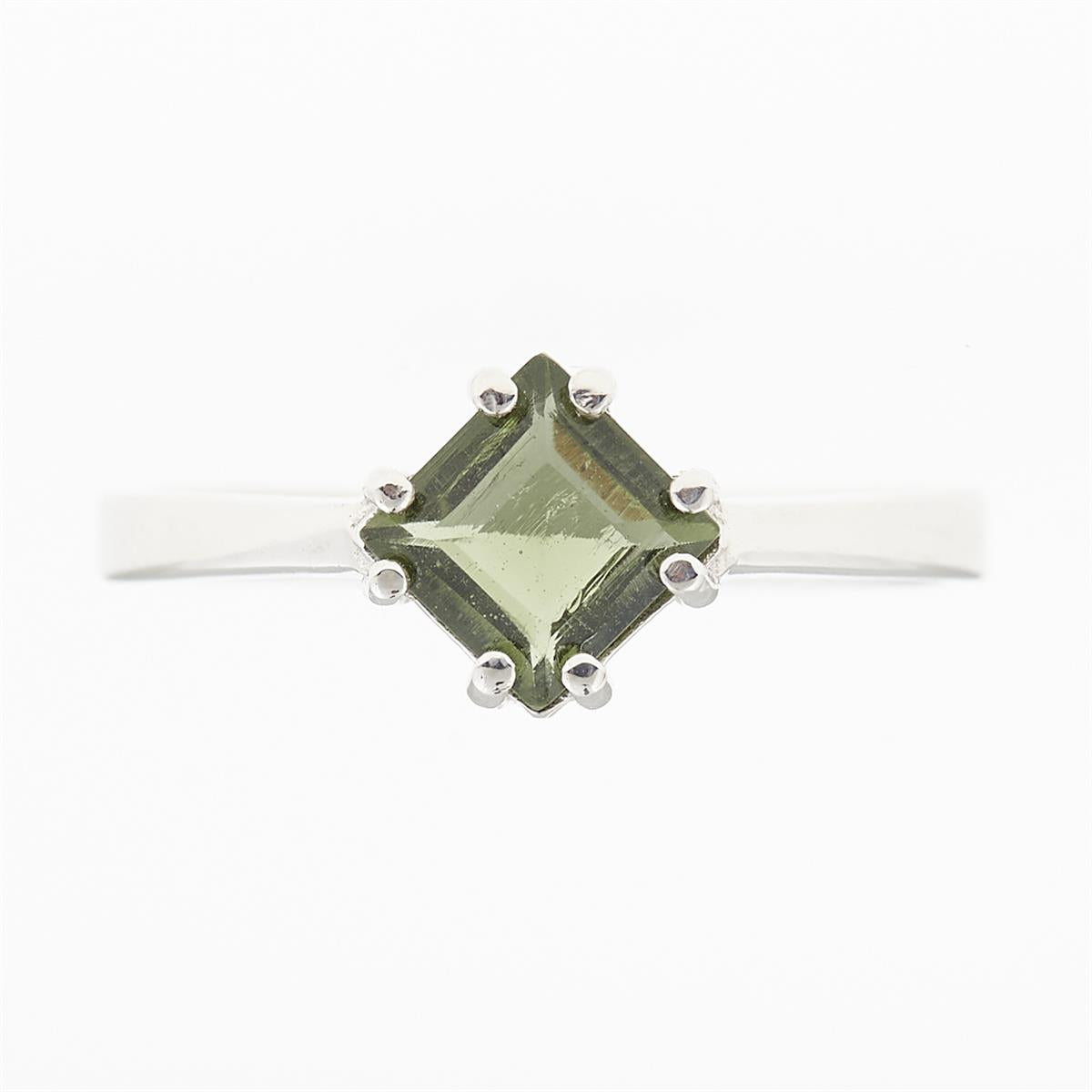Silver ring with moldavite 361