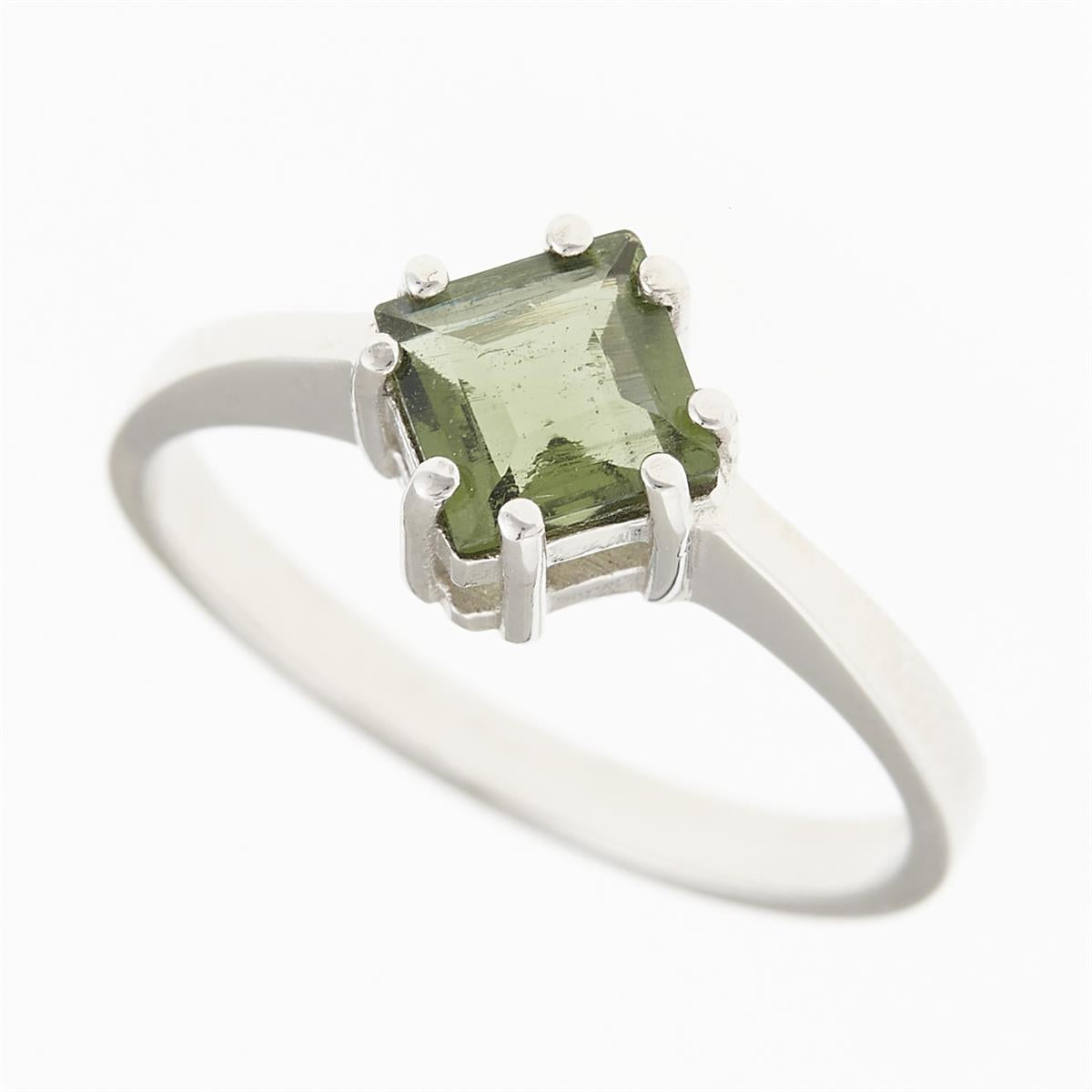 Silver ring with moldavite 361
