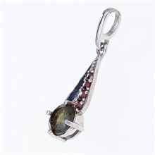 Silver pendant with moldavite and garnets 397