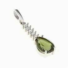 Silver pendant with moldavite and cubic zirconia 412Z