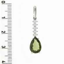 Silver pendant with moldavite and cubic zirconia 412Z