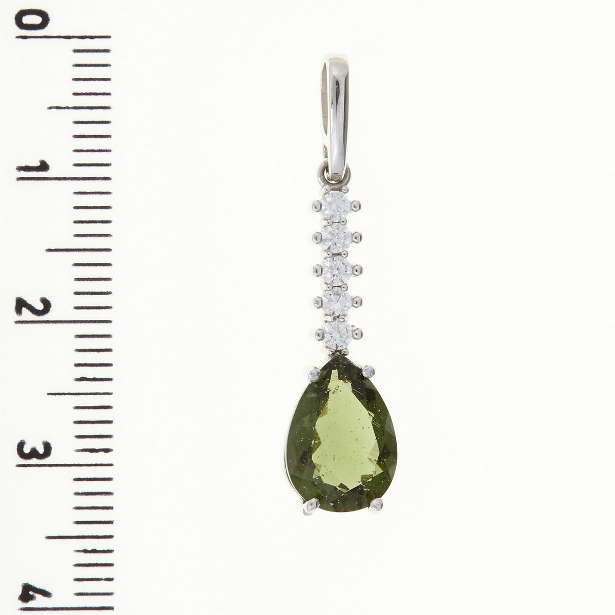 Silver pendant with moldavite and cubic zirconia 412Z