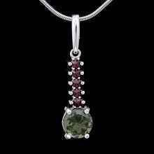 Silver pendant with moldavite and garnets 434G