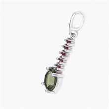 Silver pendant with moldavite and garnets 434G