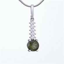 Silver pendant with moldavite and cubic zirconia 434