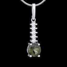 Silver pendant with moldavite and cubic zirconia 434