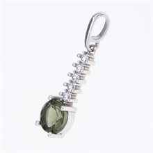 Silver pendant with moldavite and cubic zirconia 434
