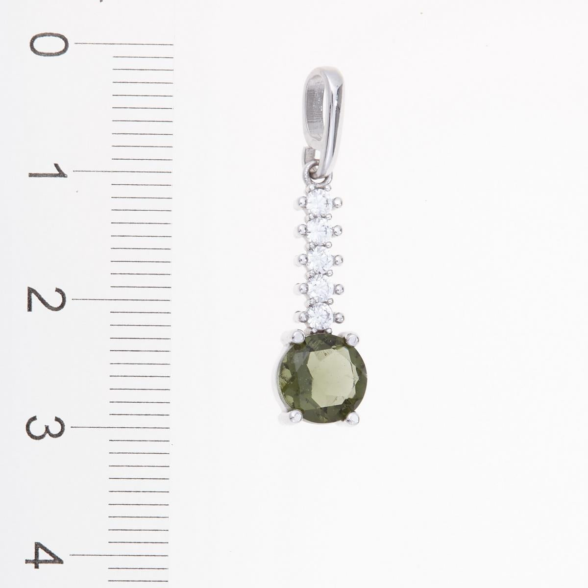 Silver pendant with moldavite and cubic zirconia 434