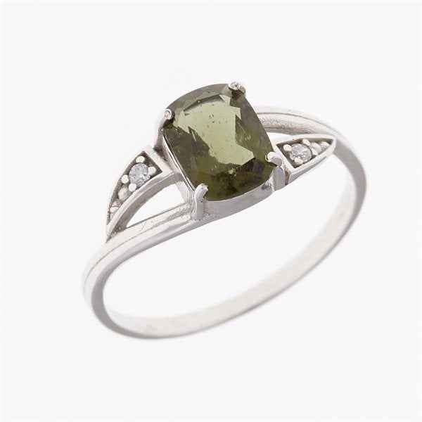 Anello in argento con moldavite e zirconi 524Z