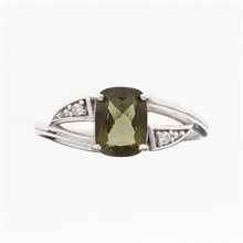 Anello in argento con moldavite e zirconi 524Z