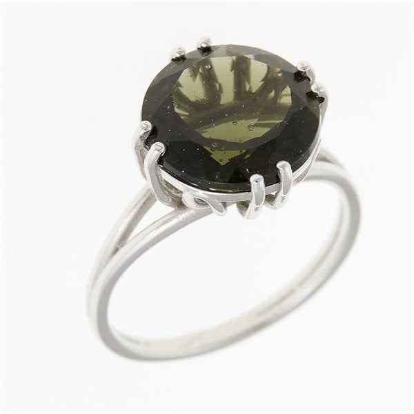 Silver ring with moldavite P586