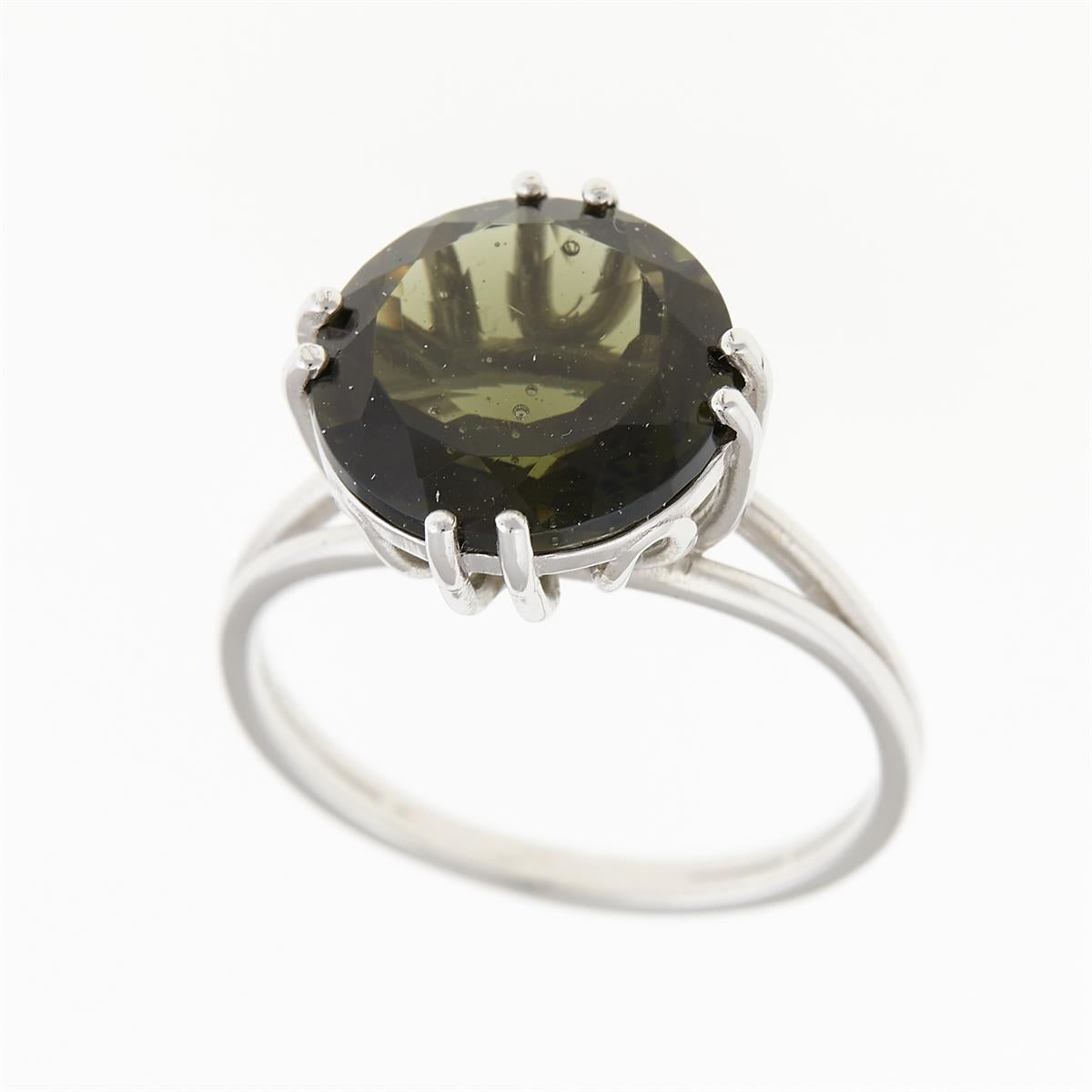 Silver ring with moldavite P586