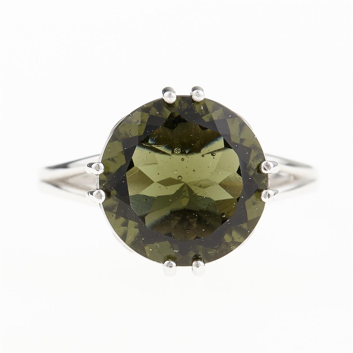 Silver ring with moldavite P586