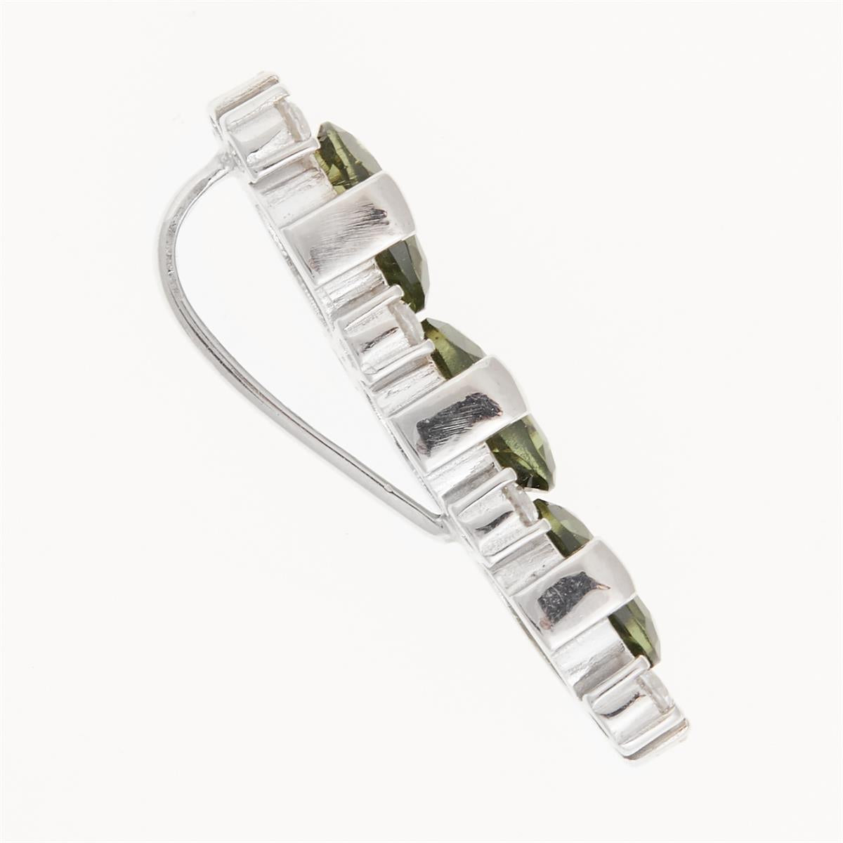 Silver pendant with moldavite and cubic zirconia 594Z