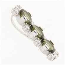 Silver pendant with moldavite and cubic zirconia 594Z