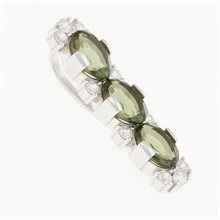 Silver pendant with moldavite and cubic zirconia 594Z
