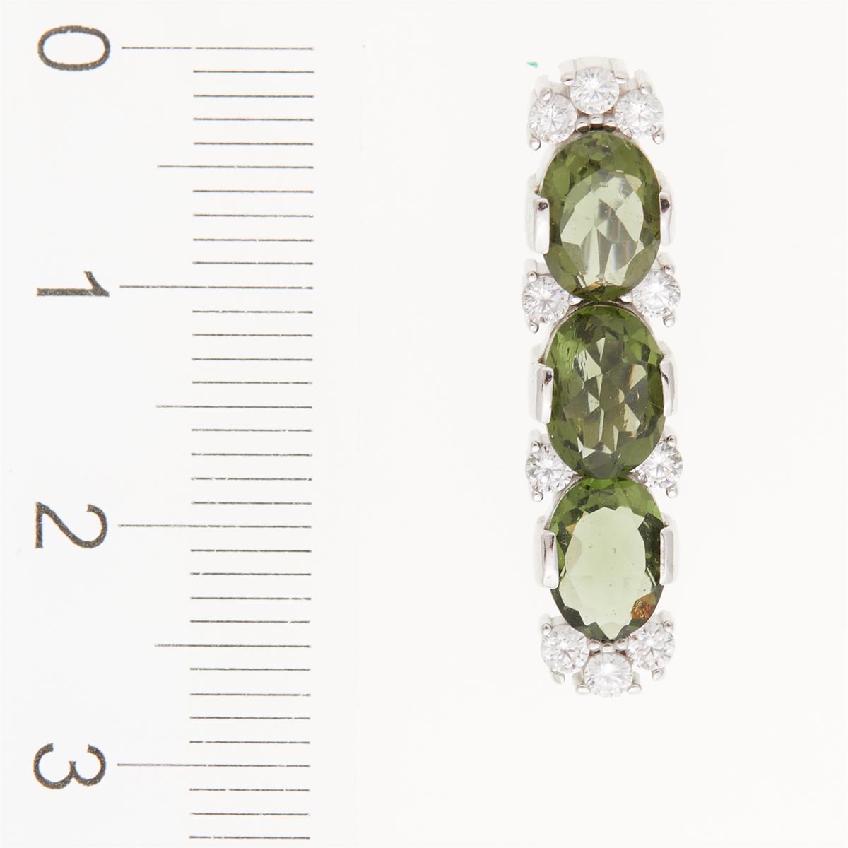 Silver pendant with moldavite and cubic zirconia 594Z