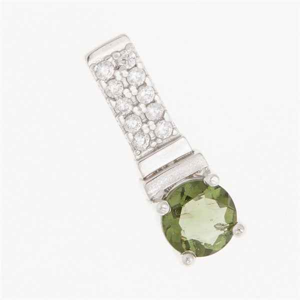 Ciondolo in argento con moldavite e zirconi 598Z