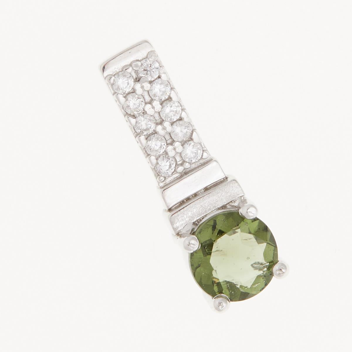 Silver pendant with moldavite and cubic zirconia 598Z