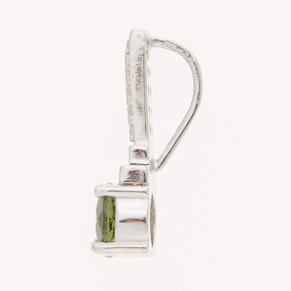Silver pendant with moldavite and cubic zirconia 598Z