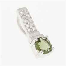 Ciondolo in argento con moldavite e zirconi 598Z