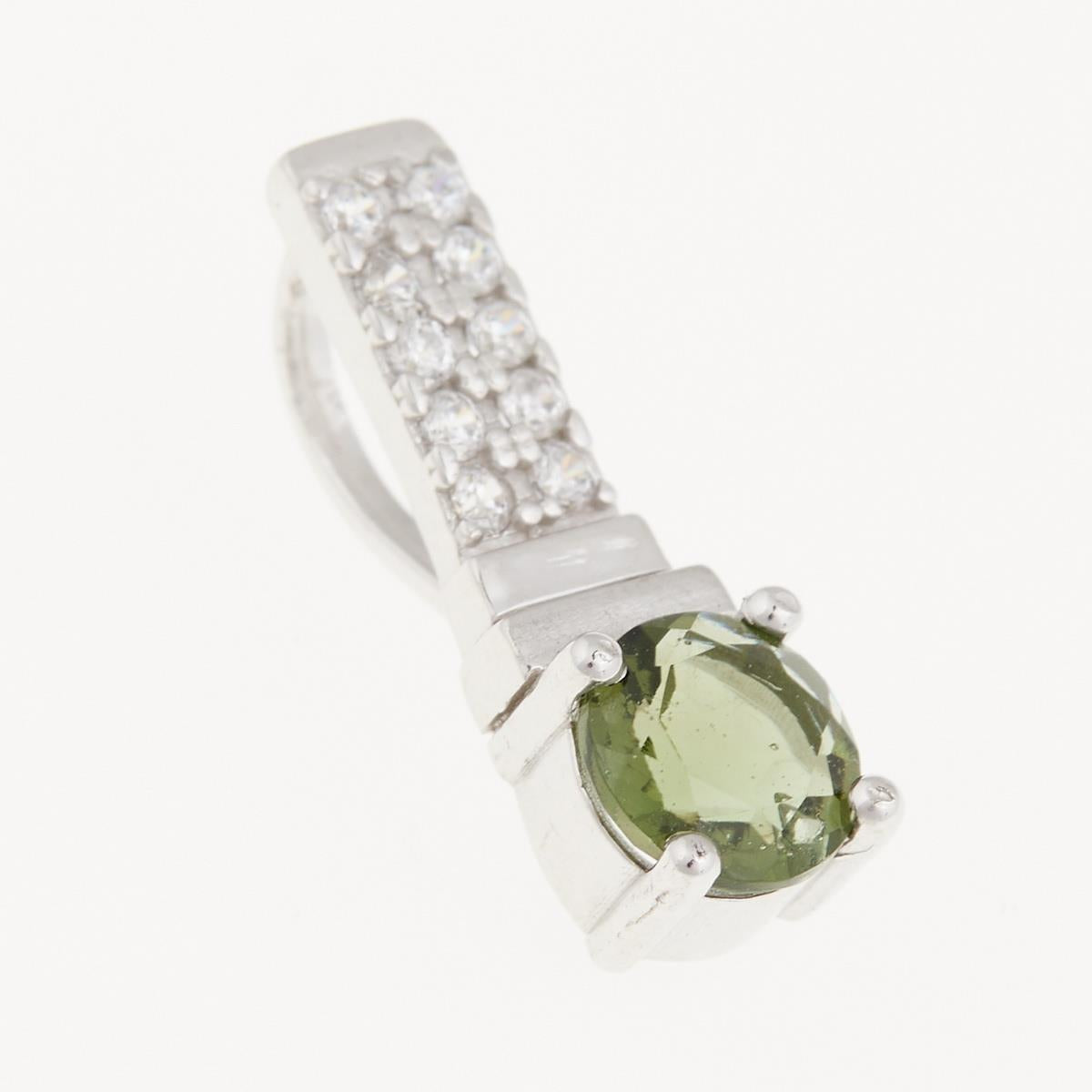 Silver pendant with moldavite and cubic zirconia 598Z