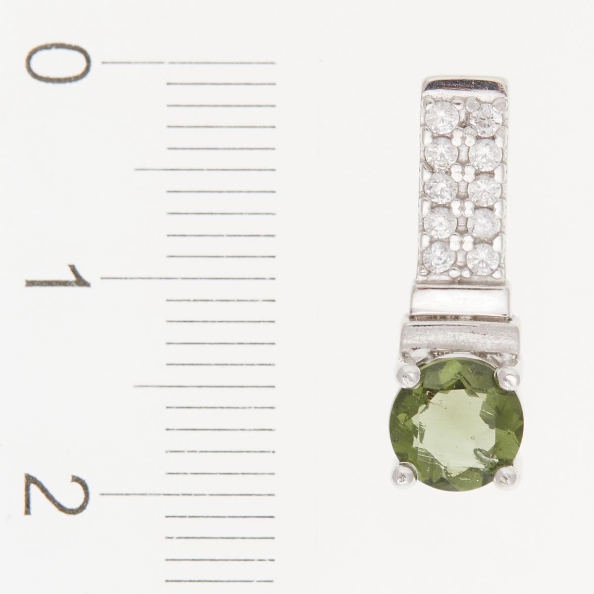 Silver pendant with moldavite and cubic zirconia 598Z