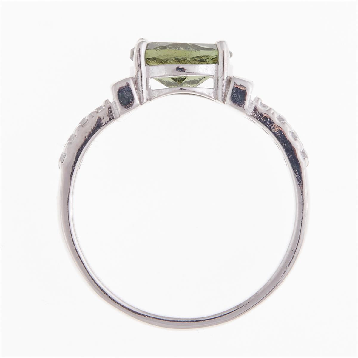 Silver ring with moldavite and zirconia 611Z