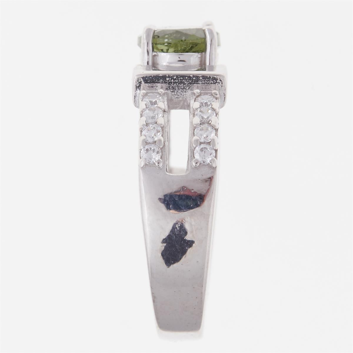 Silver ring with moldavite and zirconia 611Z