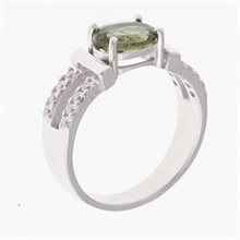 Anello in argento con moldavite e zirconi 611Z