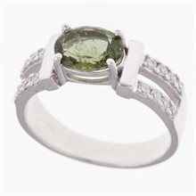 Anello in argento con moldavite e zirconi 611Z