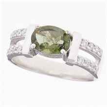 Anello in argento con moldavite e zirconi 611Z
