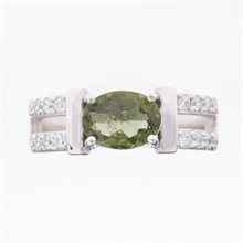 Anello in argento con moldavite e zirconi 611Z