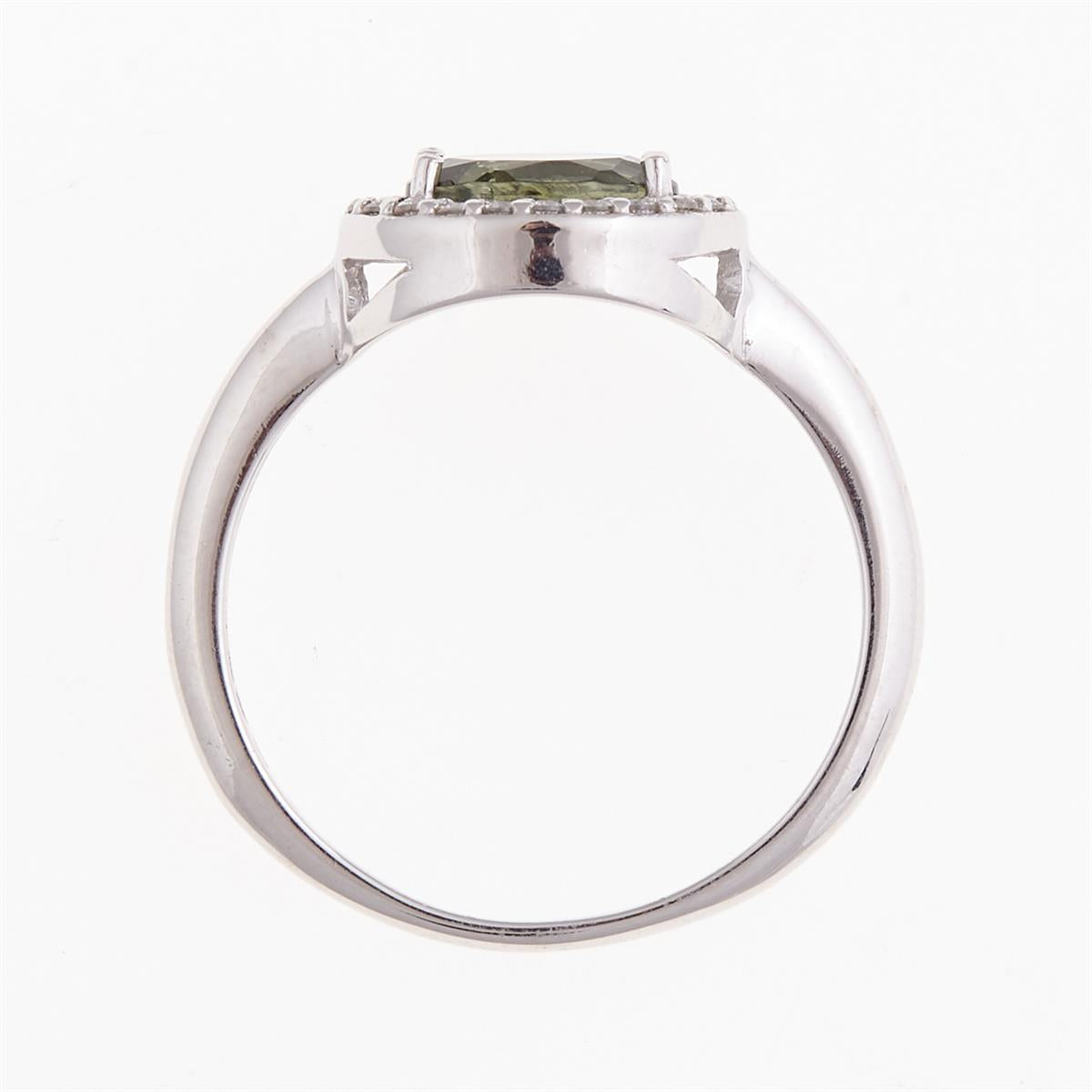 Silver ring with moldavite and zirconia 615Z