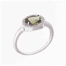 Anello in argento con moldavite e zirconi 615Z