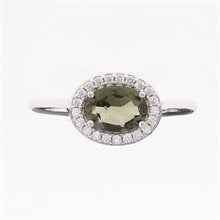Anello in argento con moldavite e zirconi 615Z