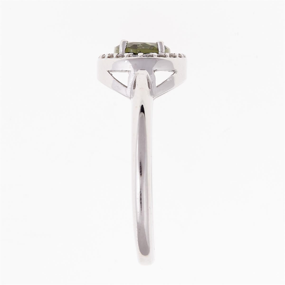 Silver ring with moldavite and zirconia 615Z