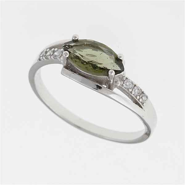 Silver ring with moldavite and zirconia 624Z