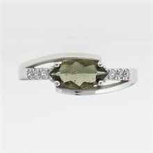 Silver ring with moldavite and zirconia 624Z