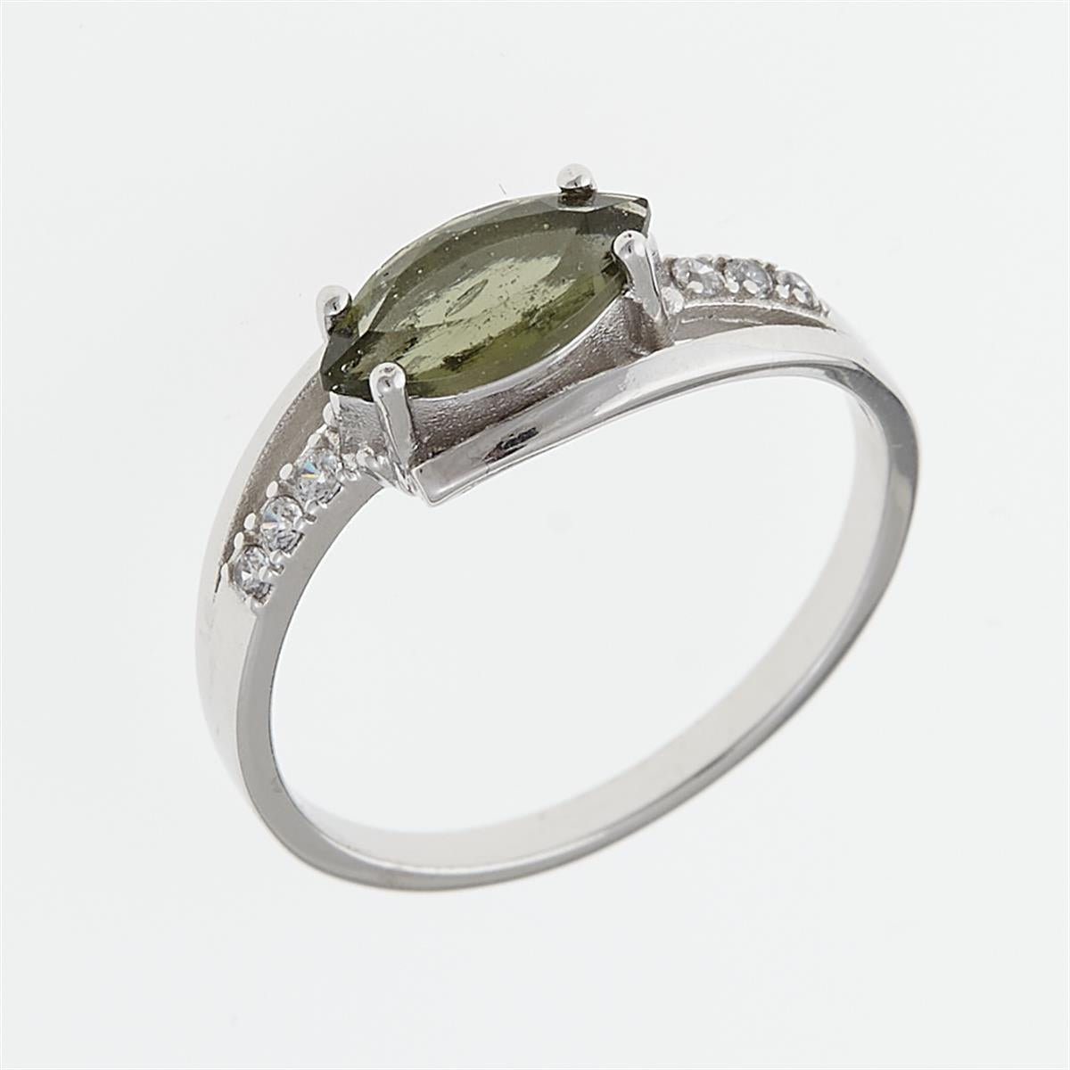 Silver ring with moldavite and zirconia 624Z