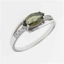 Silver ring with moldavite and zirconia 624Z