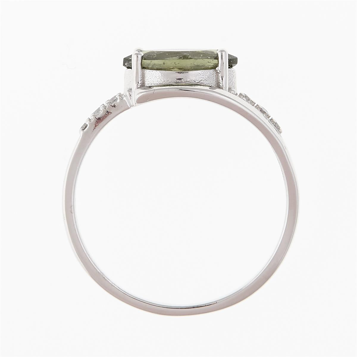 Silver ring with moldavite and zirconia 624Z