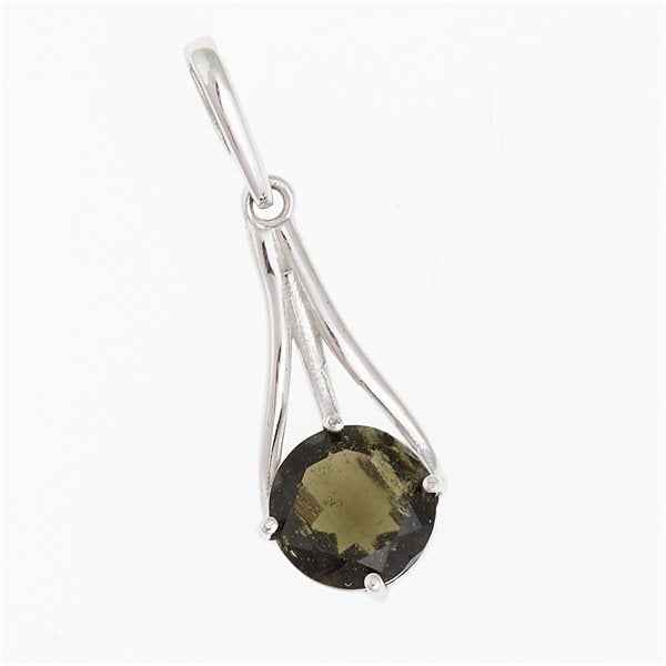 Silver pendant with moldavite 629