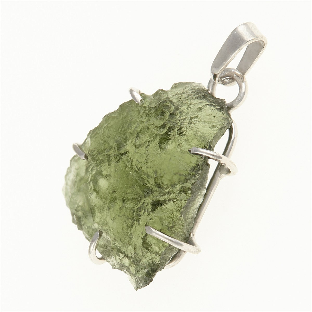 Silver pendant with a moldavite PL12581
